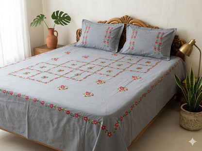 Chikonwala's Hand Embroidered Pure Cotton Bedsheet
