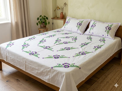 Chikonwala's Hand Embroidered Floral Design Bedsheet