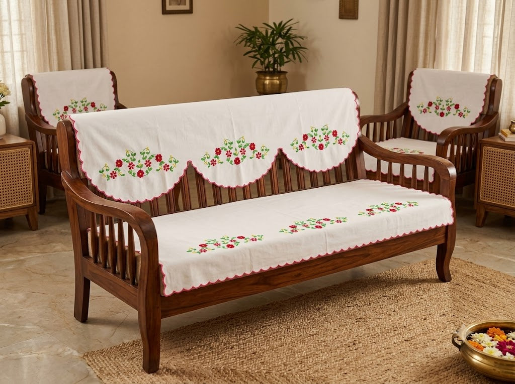Hand Embroidered Sofa Cover (3+1+1 Seater)