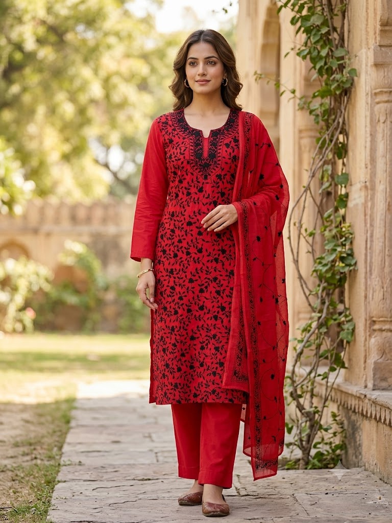 Chikonwala's Exclusive Hand Embroidered Fulkari Dress