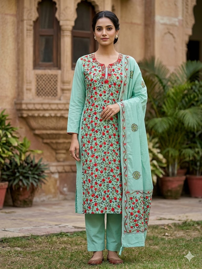 Chikonwala's Exclusive Hand Embroidered Fulkari Dress