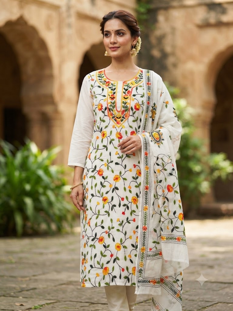 Chikonwala's Exclusive Hand Embroidered Fulkari Dress