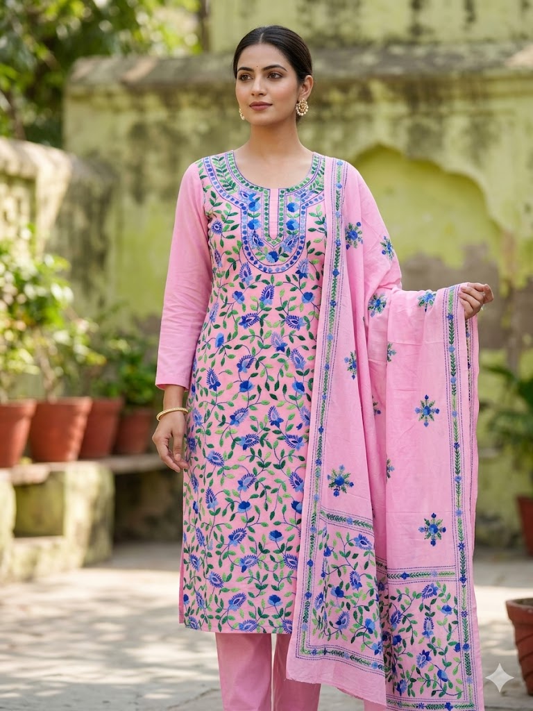 Chikonwala's Exclusive Hand Embroidered Fulkari Dress