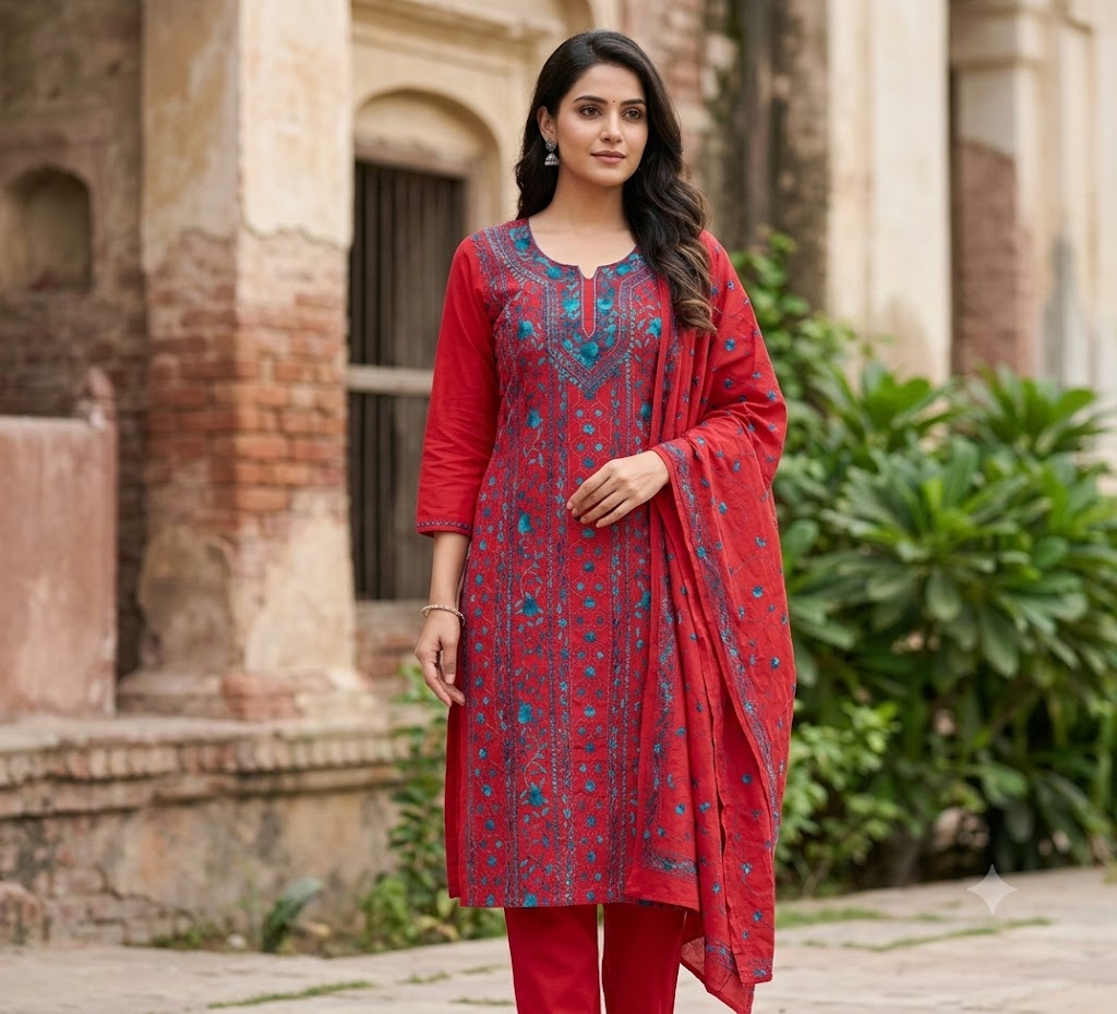 Chikonwala's Exclusive Hand Embroidered Fulkari Dress