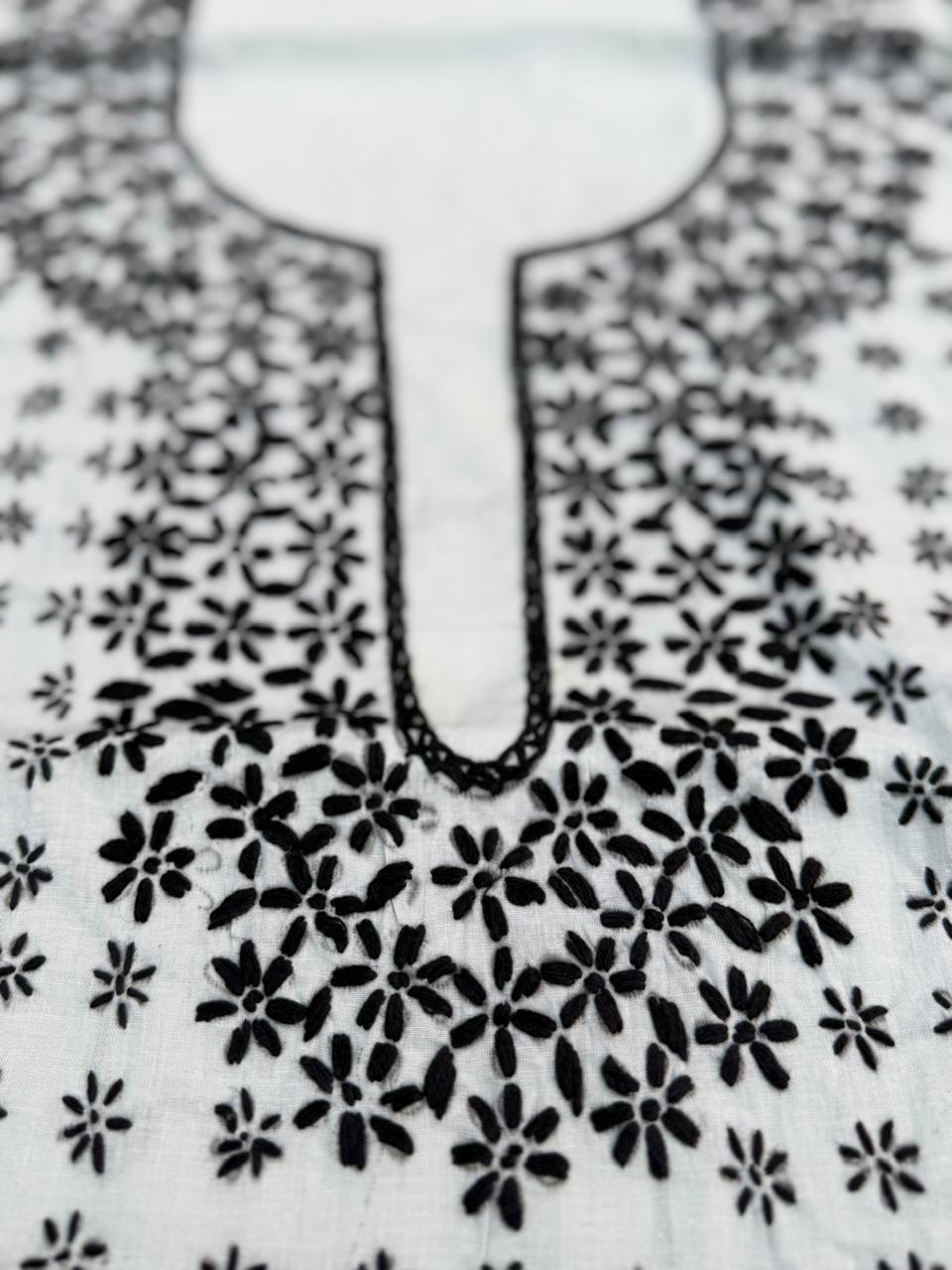 Hand Embroidered Pure Cotton Kurti Material | 3 Meter Premium Fabric | Made in India