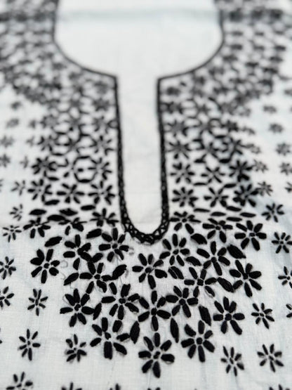 Hand Embroidered Pure Cotton Kurti Material | 3 Meter Premium Fabric | Made in India