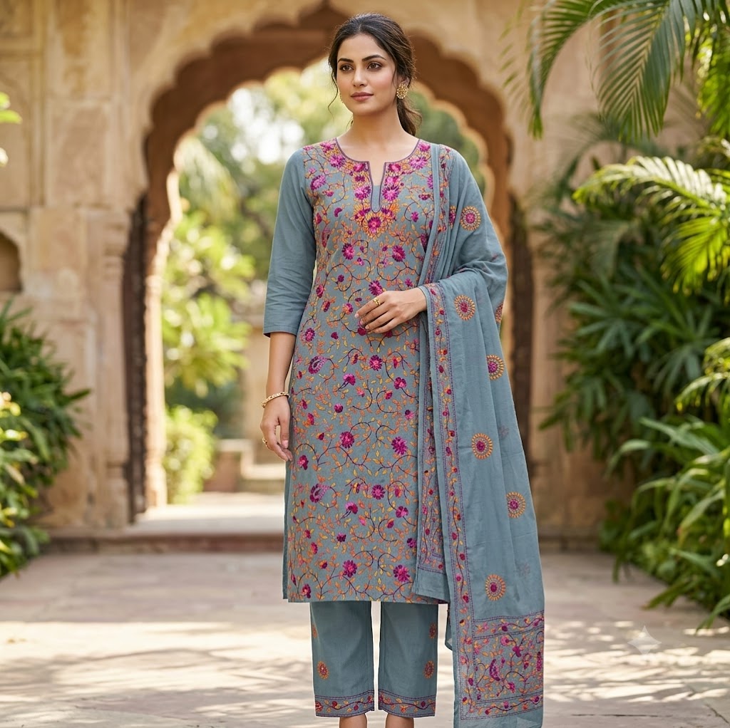 Chikonwala's Exclusive Hand Embroidered Fulkari Dress