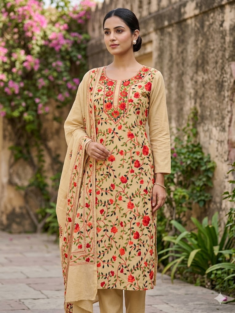 Chikonwala's Exclusive Hand Embroidered Fulkari Dress