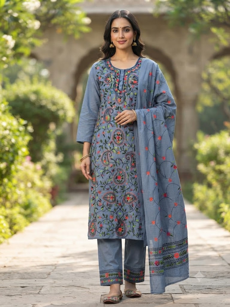 Chikonwala's Exclusive Hand Embroidered Fulkari Dress