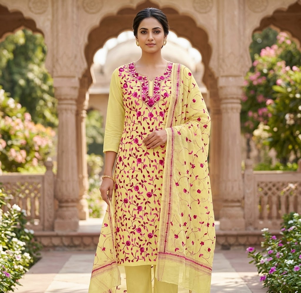 Chikonwala's Exclusive Hand Embroidered Fulkari Dress
