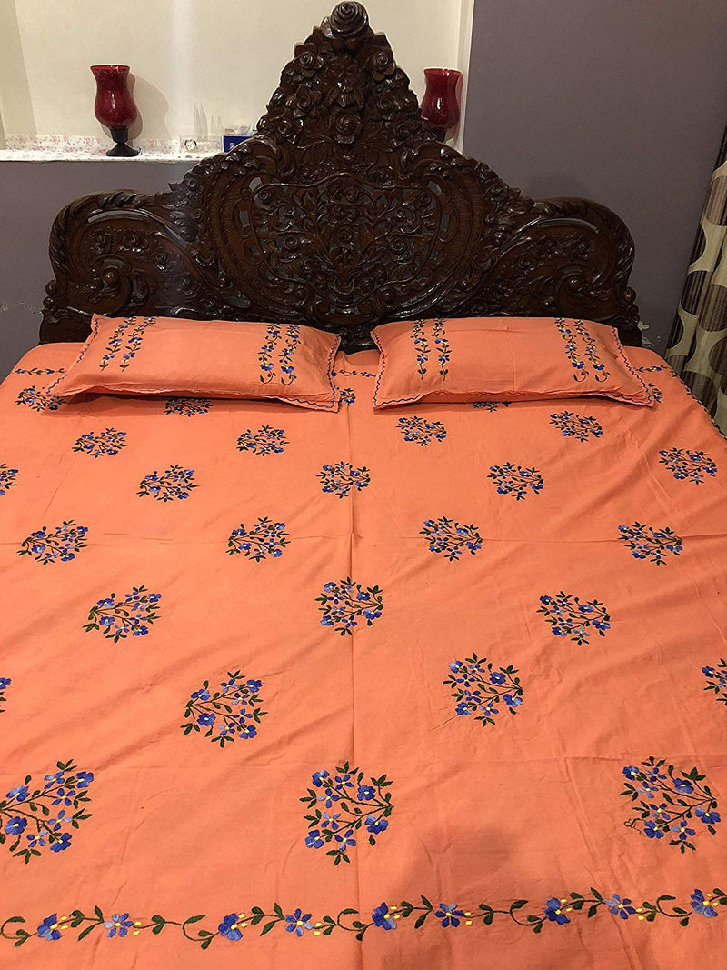 Chikonwala's Hand Embroidered Floral Design Bedsheet