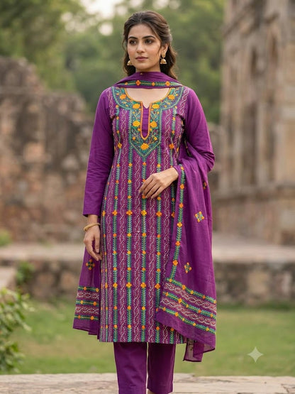 Chikonwala's Exclusive Hand Embroidered Fulkari Dress