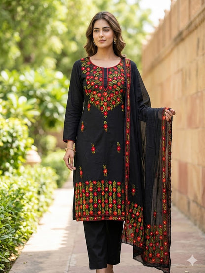 Chikonwala's Exclusive Hand Embroidered Fulkari Dress