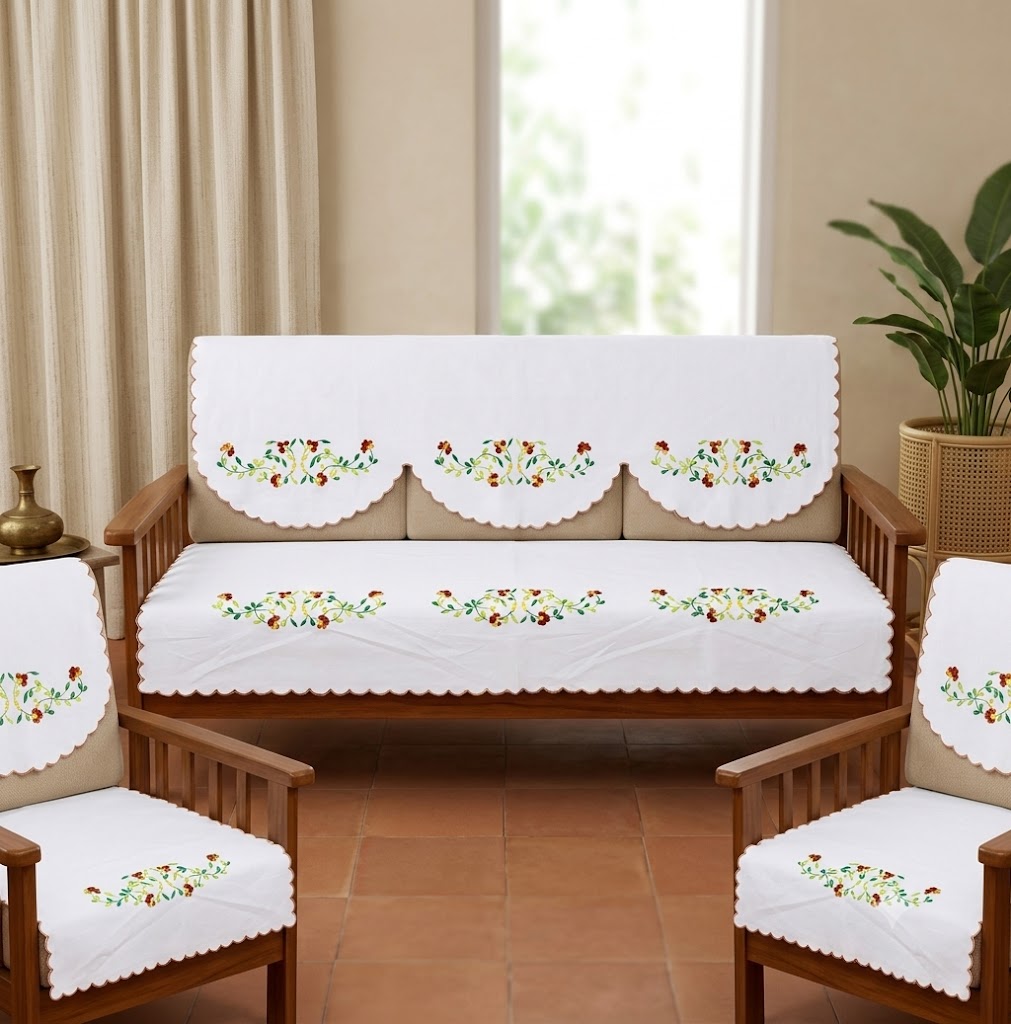 Hand Embroidered Sofa Cover (3+1+1 Seater)