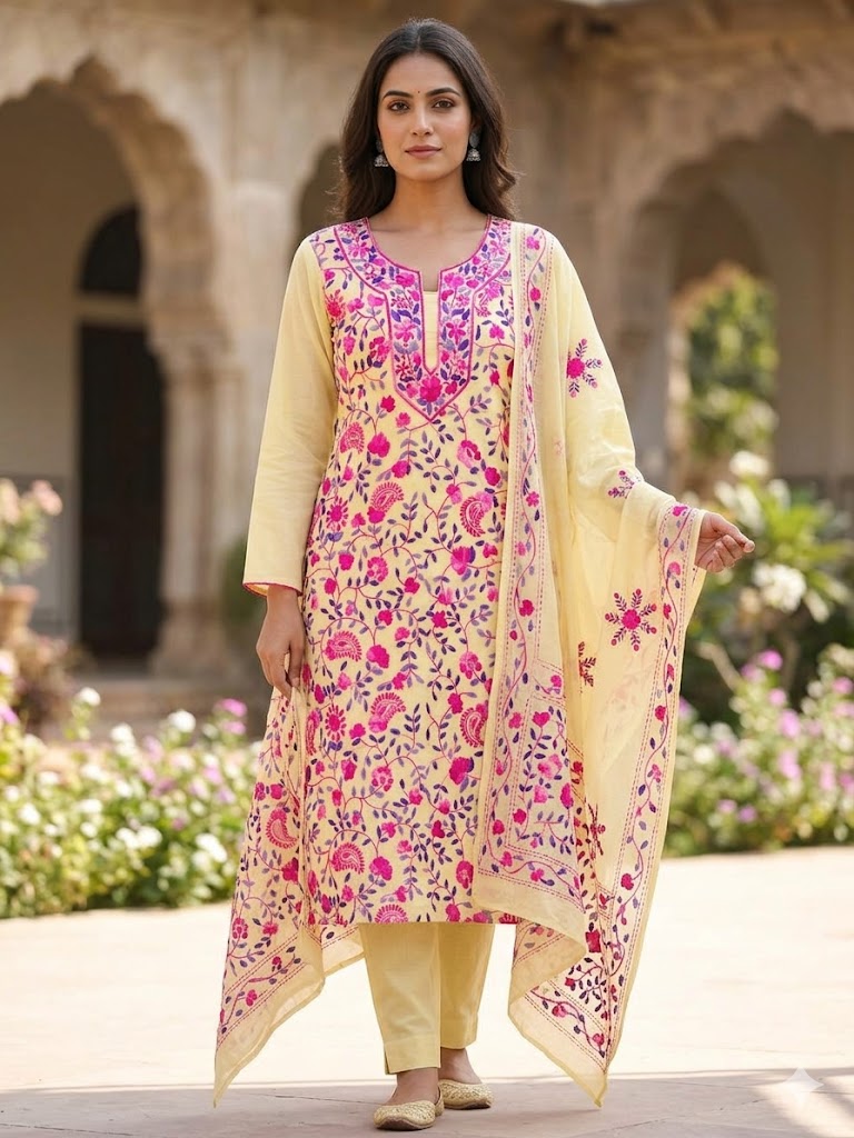 Chikonwala's Exclusive Hand Embroidered Fulkari Dress