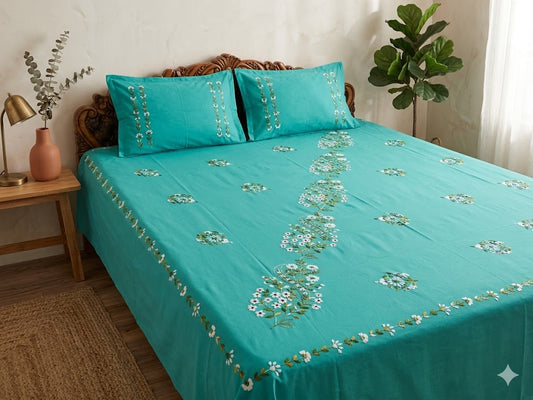 Chikonwala's Hand Embroidered Pure Cotton Bedsheet