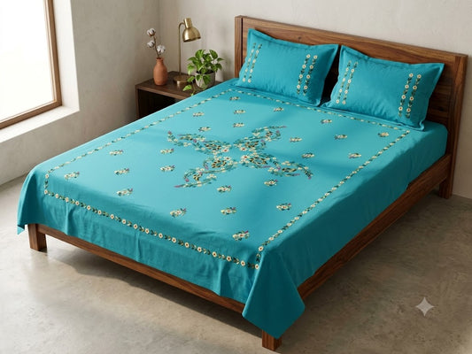 Chikonwala's Hand Embroidered Floral Design Bedsheet