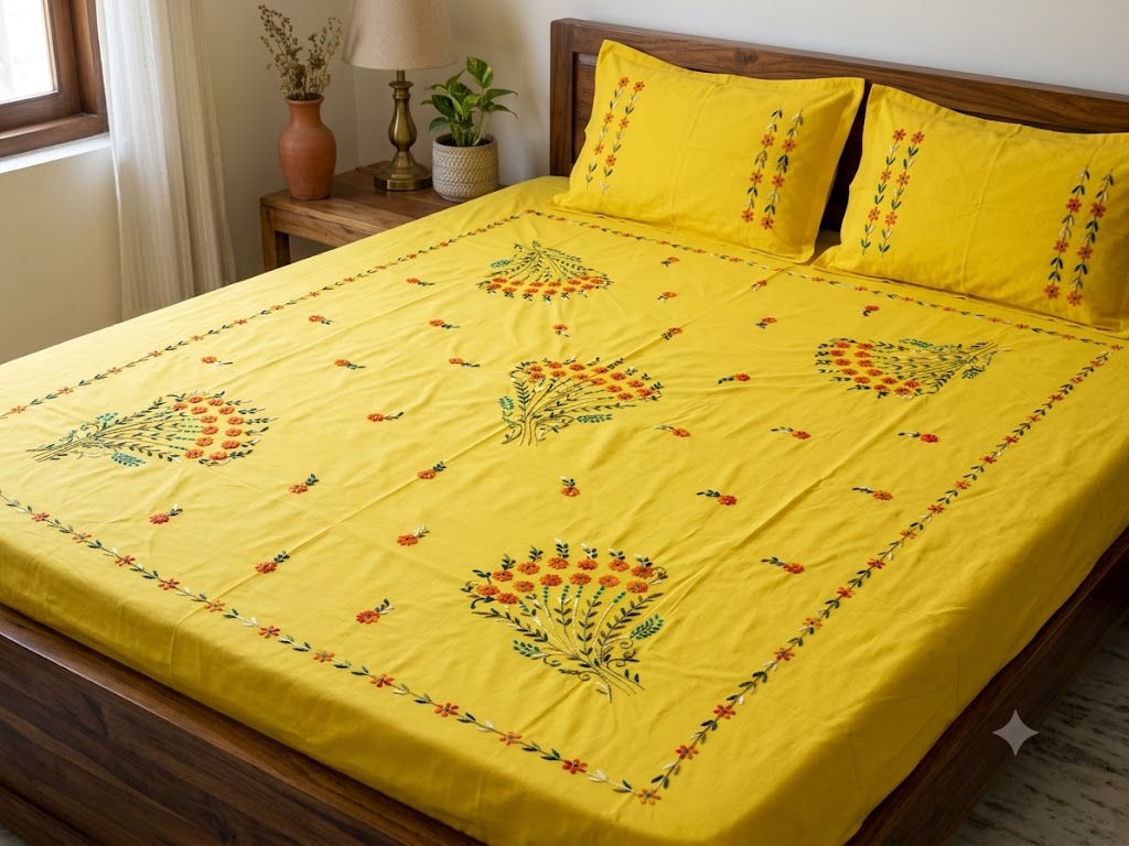 Chikonwala's Hand Embroidered Pure Cotton Bedsheet