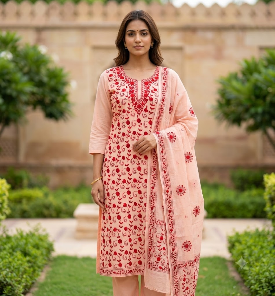 Chikonwala's Exclusive Hand Embroidered Fulkari Dress