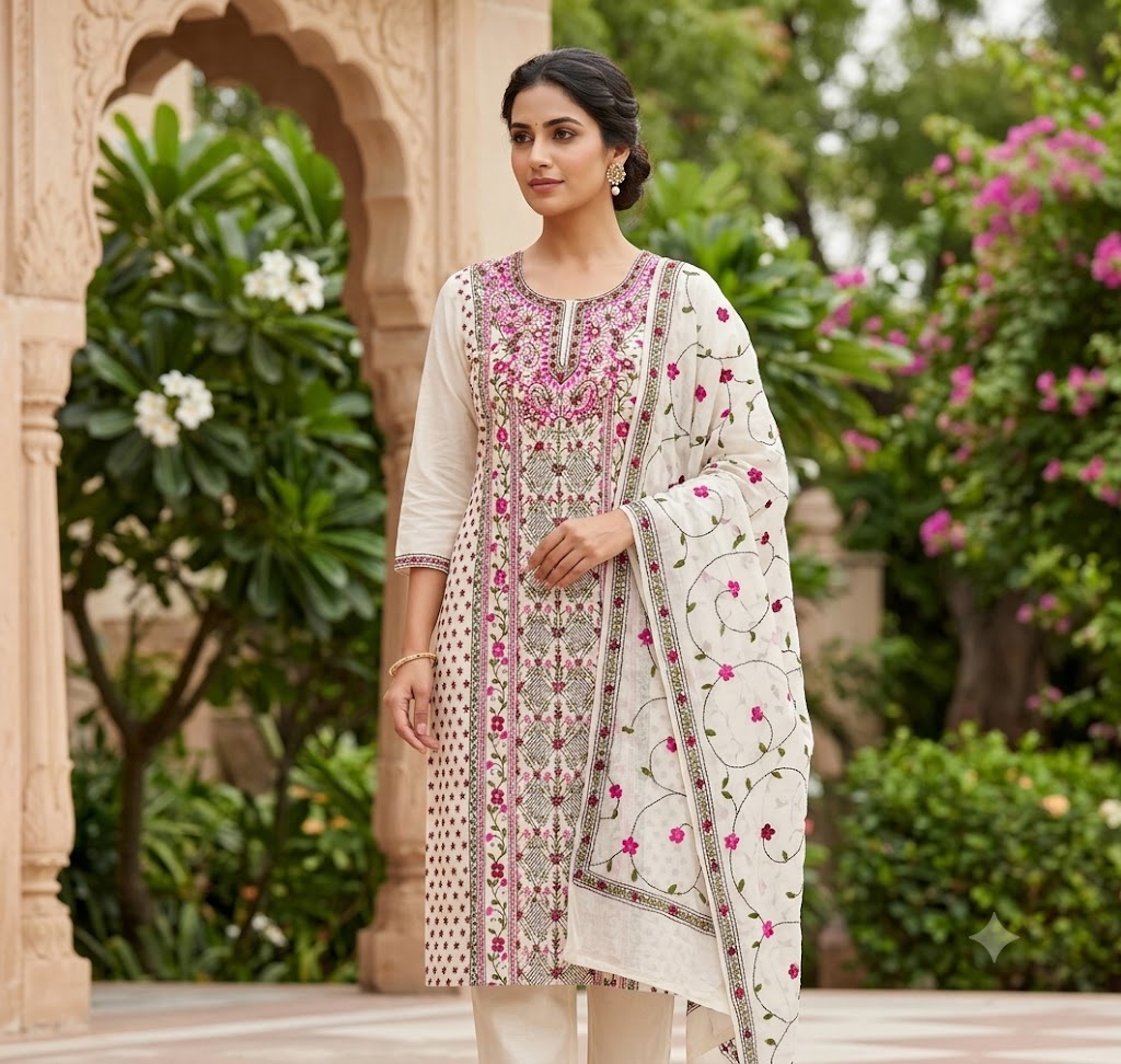 Chikonwala's Exclusive Hand Embroidered Fulkari Dress