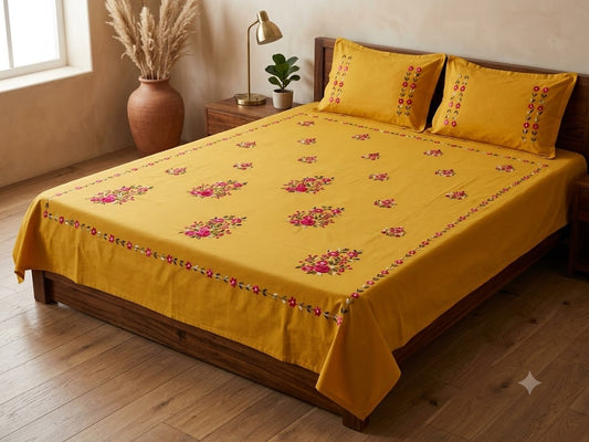 Chikonwala's Hand Embroidered Pure Cotton Bedsheet
