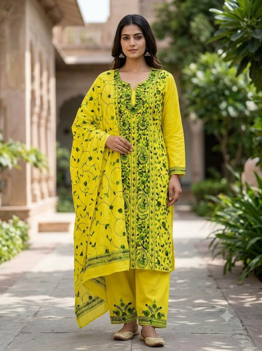 Chikonwala's Exclusive Hand Embroidered Fulkari Dress