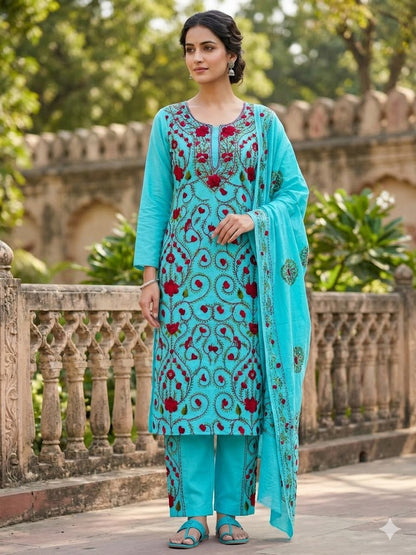 Chikonwala's Exclusive Hand Embroidered Fulkari Dress
