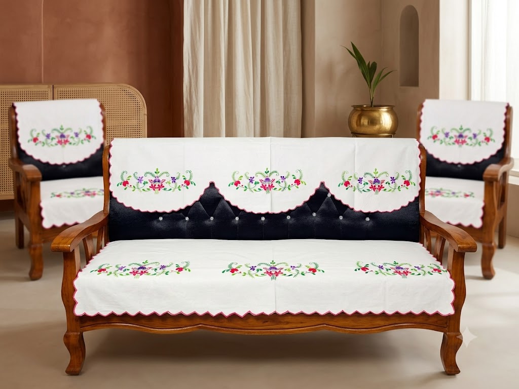 Hand Embroidered Sofa Cover (3+1+1 Seater)