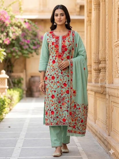 Chikonwala's Exclusive Hand Embroidered Fulkari Dress