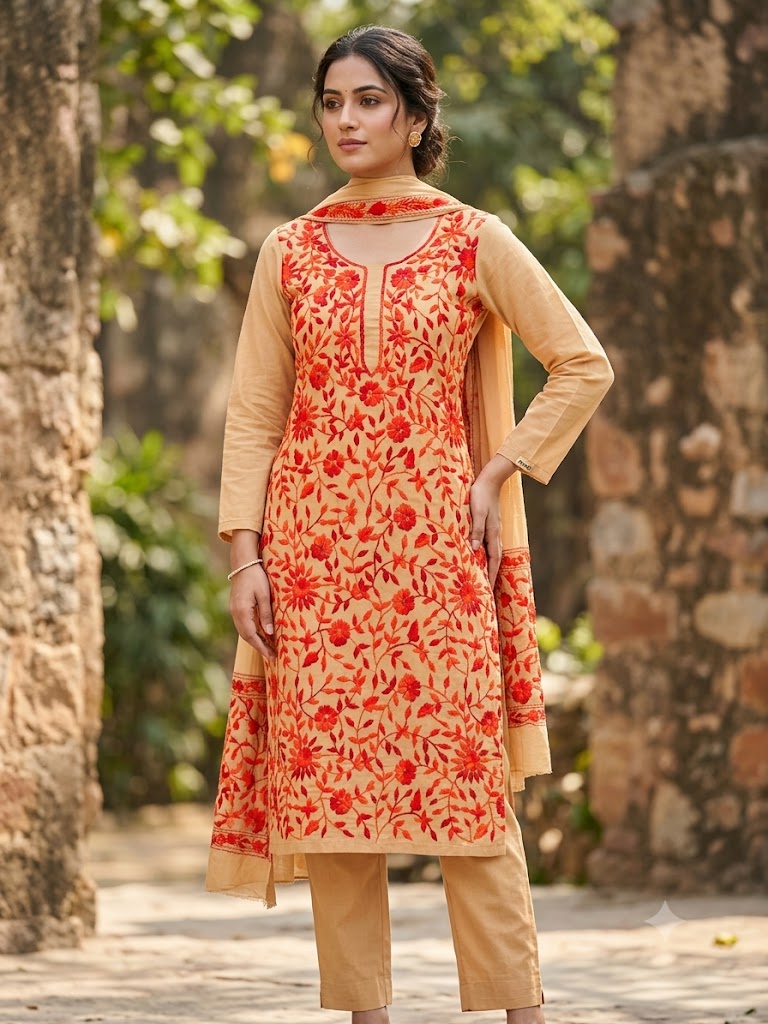 Chikonwala's Exclusive Hand Embroidered Fulkari Dress