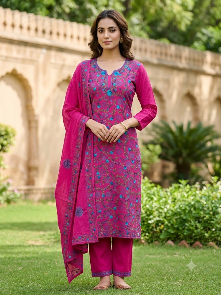 Chikonwala's Exclusive Hand Embroidered Fulkari Dress