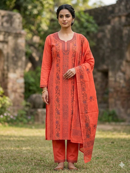 Chikonwala's Exclusive Hand Embroidered Bidding Kantha Dress Material