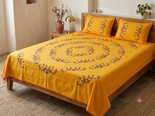 Chikonwala's Hand Embroidered Floral Design Bedsheet