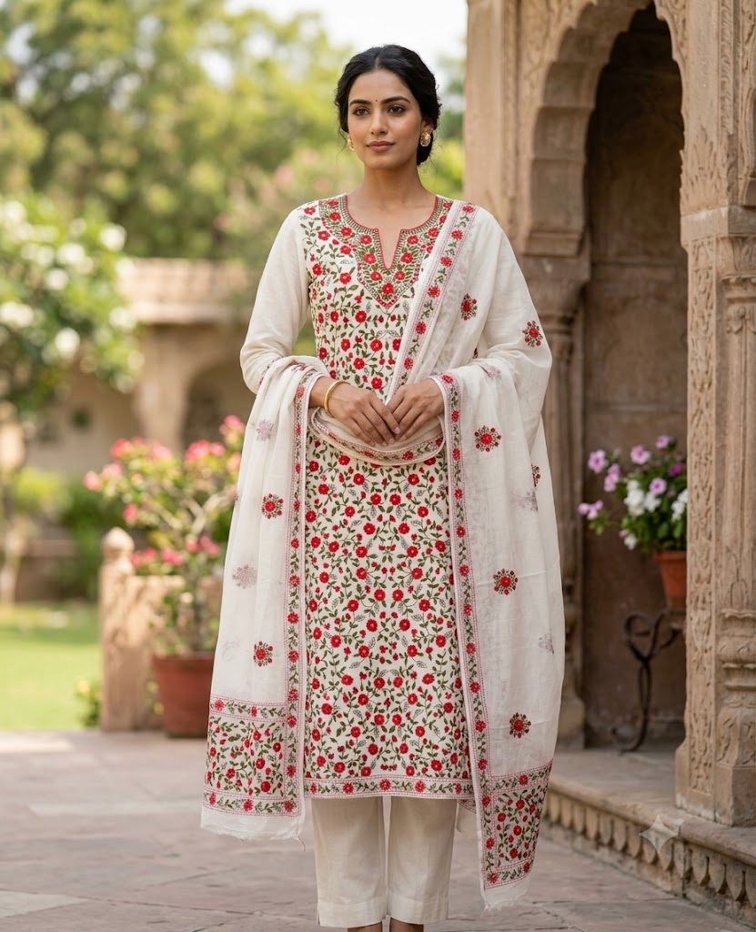 Chikonwala's Exclusive Hand Embroidered Fulkari Dress