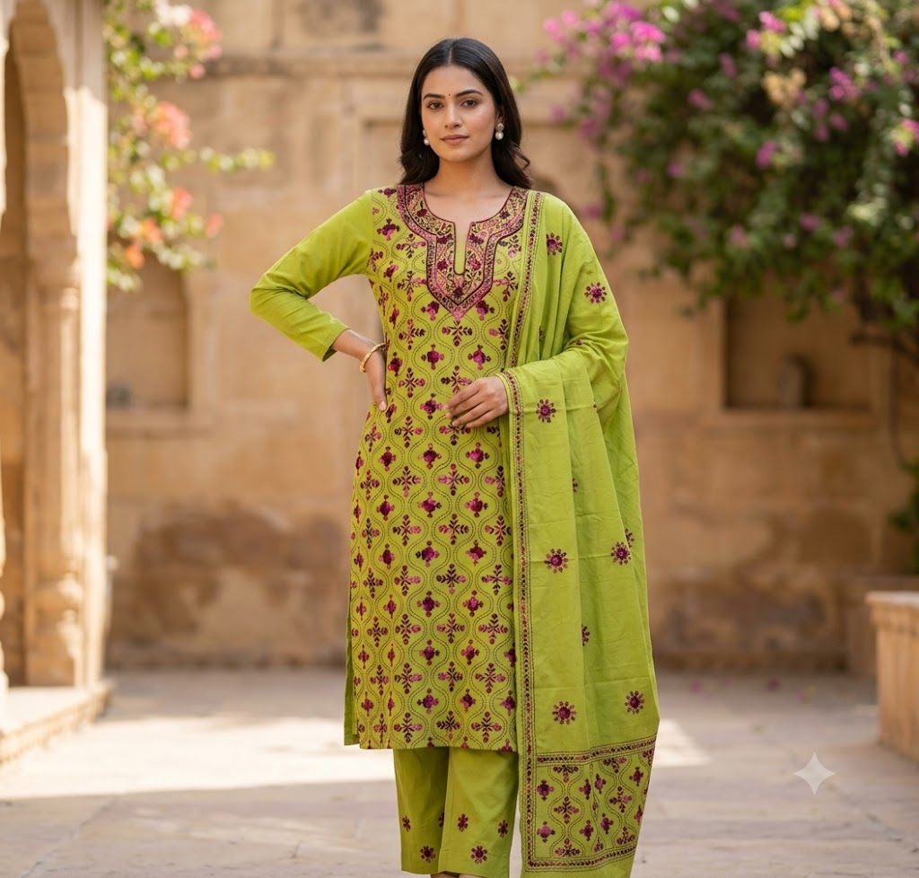 Chikonwala's Exclusive Hand Embroidered Fulkari Dress
