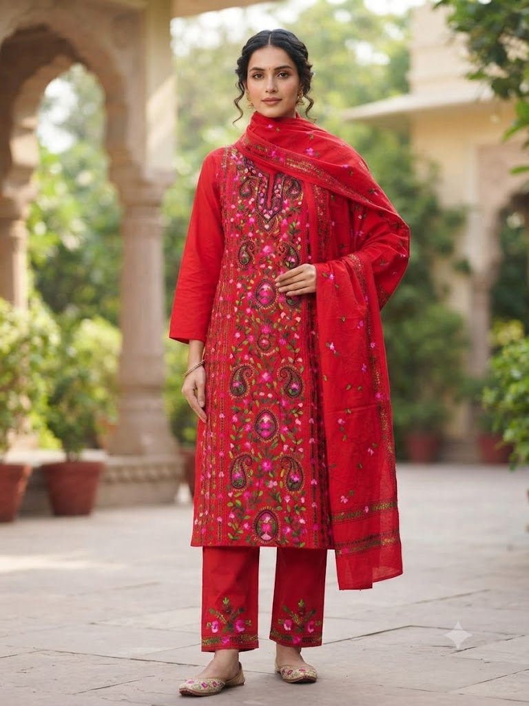 Chikonwala's Exclusive Hand Embroidered Fulkari Dress