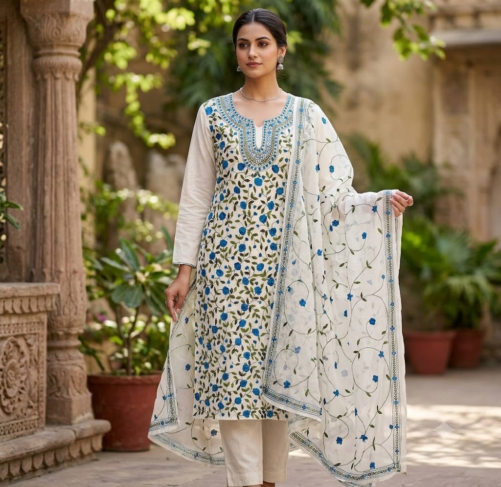 Chikonwala's Exclusive Hand Embroidered Fulkari Dress