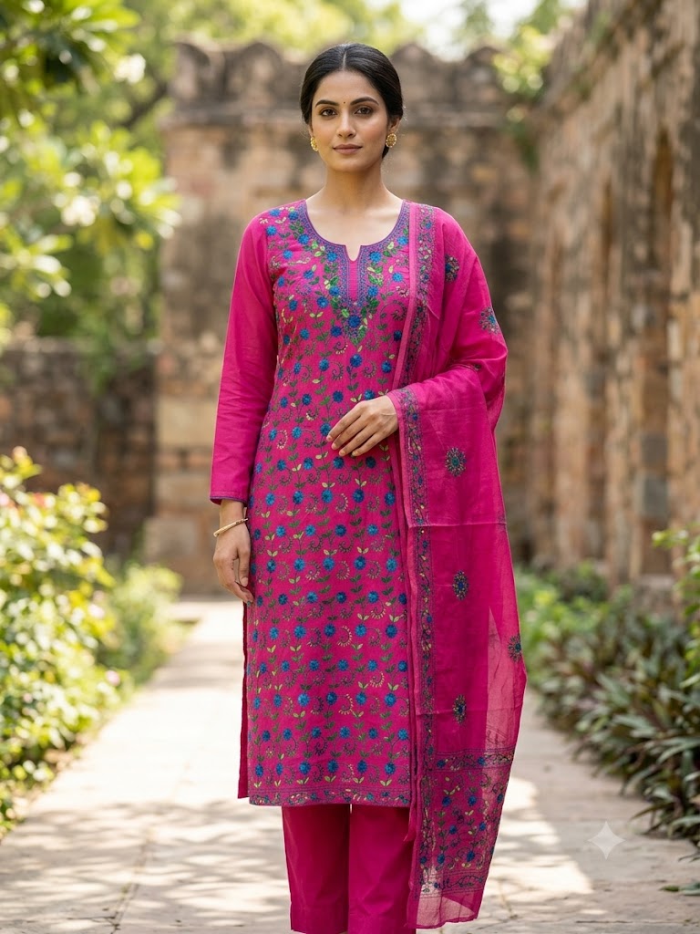 Chikonwala's Exclusive Hand Embroidered Fulkari Dress