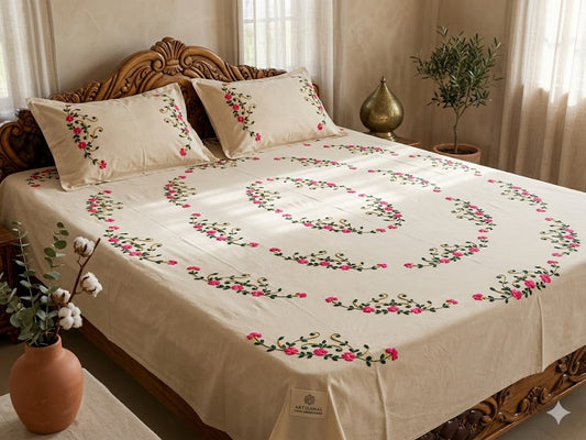 Chikonwala's Hand Embroidered Pure Cotton Bedsheet