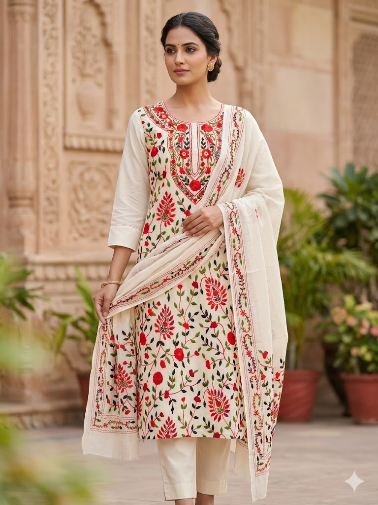 Chikonwala's Exclusive Hand Embroidered Fulkari Dress