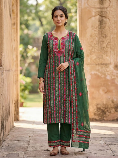 Chikonwala's Exclusive Hand Embroidered Fulkari Dress