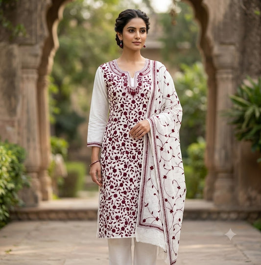 Chikonwala's Exclusive Hand Embroidered Fulkari Dress