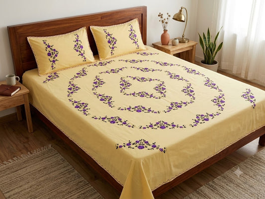 Chikonwala's Hand Embroidered Floral Design Bedsheet