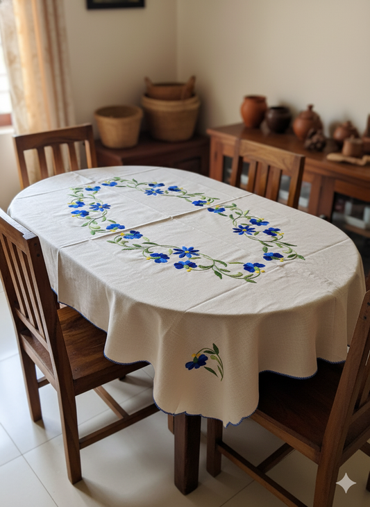 Hand Embroidered Floral Table Cover