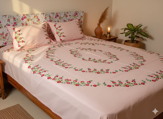 Chikonwala's Hand Embroidered Floral Design Bedsheet
