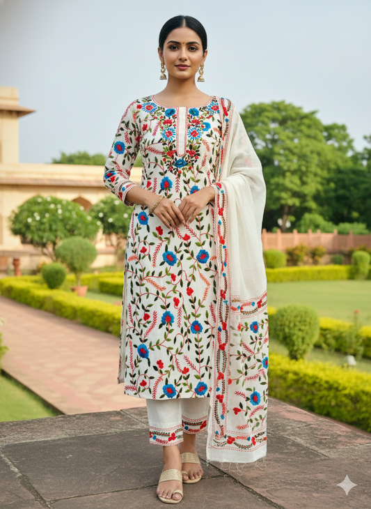 Chikonwala's Exclusive Hand Embroidered Fulkari Dress