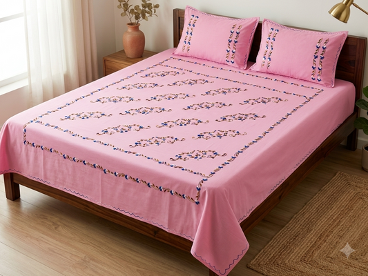 Chikonwala's Hand Embroidered Floral Design Bedsheet
