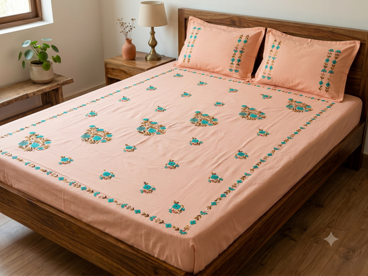 Chikonwala's Hand Embroidered Floral Design Bedsheet