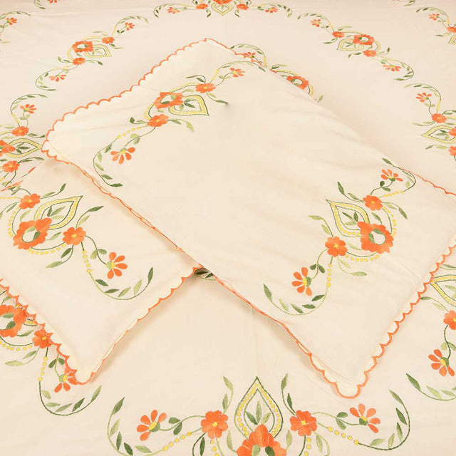 Chikonwala's Hand Embroidered Floral Design Bedsheet