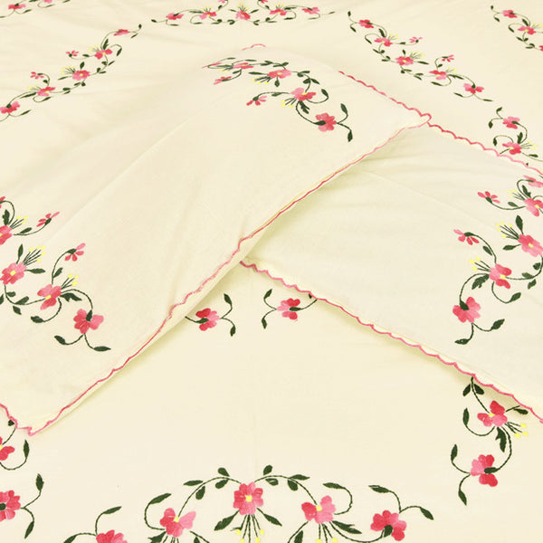 Chikonwala's Hand Embroidered Floral Design Bedsheet